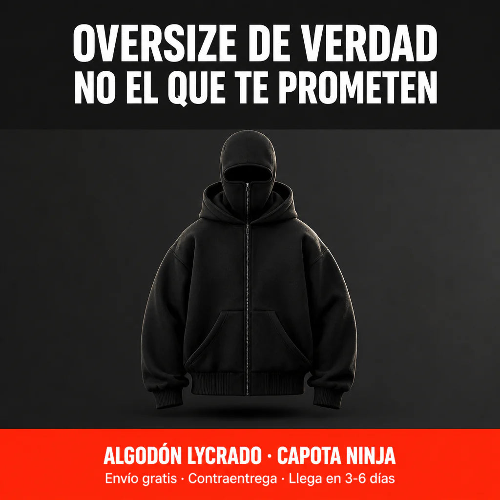 Buzo Ninja Hm — Hoodie Oversize Algodón Lycrado
